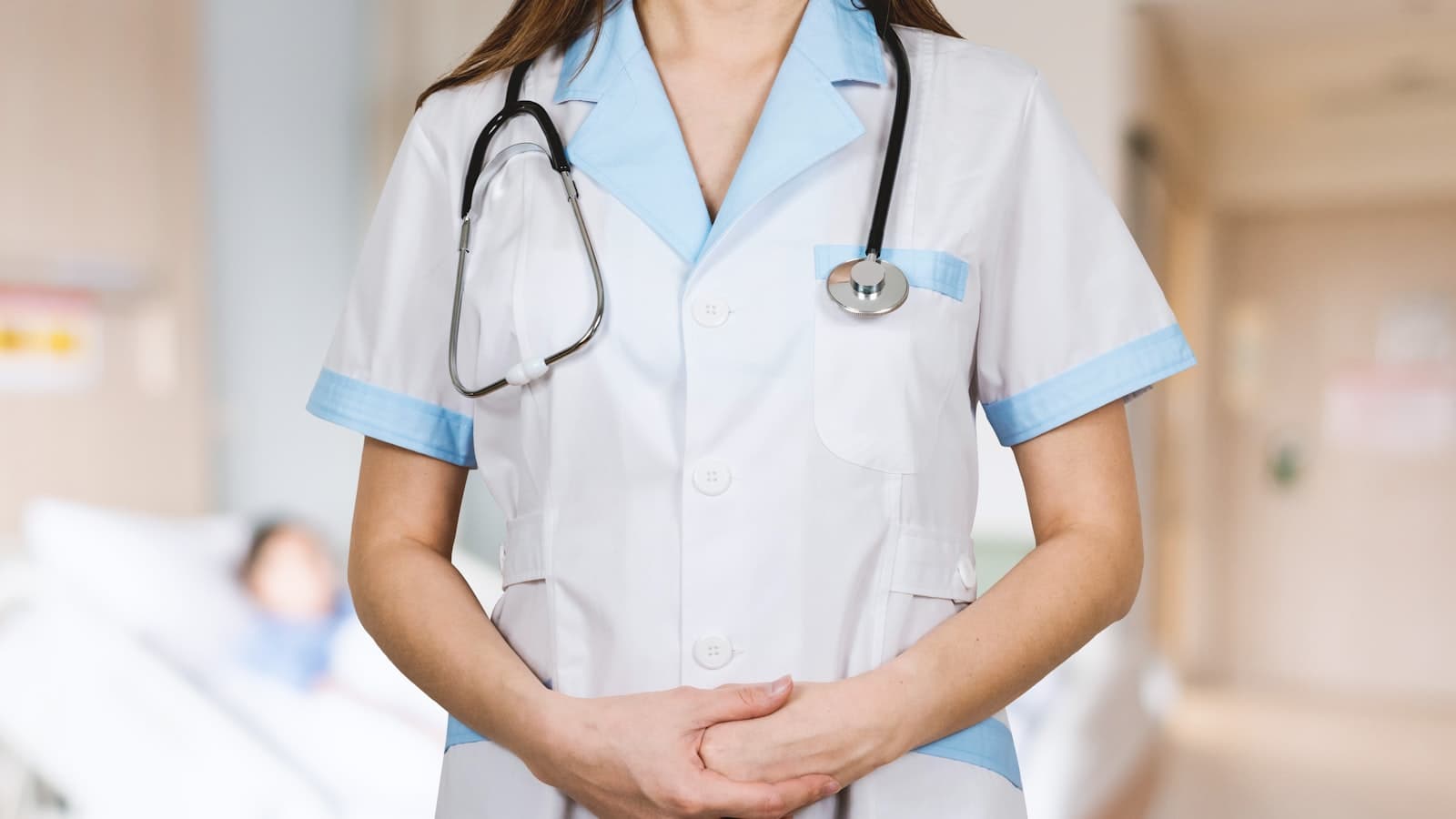 Nurse with a stethoscope around her neck